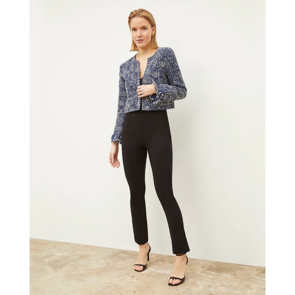 MM Lafleur Black Pants High Rise Slim Trouser Stretch Ankle Crop Side Zip Size 4